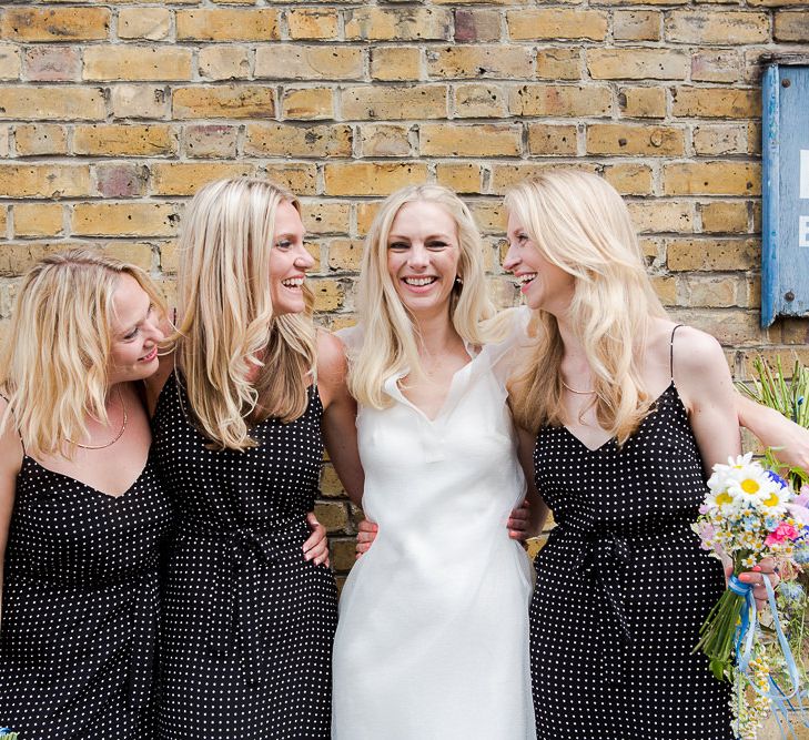 Bridesmaids in Black & White Polka Dot Topshop Boutique Dresses