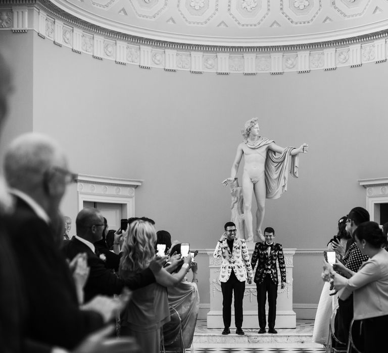 Two Grooms in Alexander McQueen Suits | Monochrome Wedding at Syon Park London | Chris Barber Photography | Second Shooter Beatrici Photography