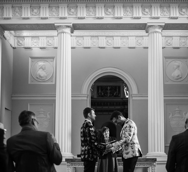 Two Grooms in Alexander McQueen Suits | Monochrome Wedding at Syon Park London | Chris Barber Photography | Second Shooter Beatrici Photography