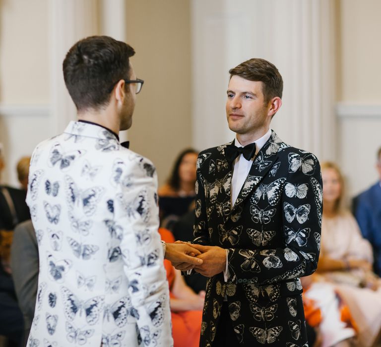 Two Grooms in Alexander McQueen Suits | Monochrome Wedding at Syon Park London | Chris Barber Photography | Second Shooter Beatrici Photography