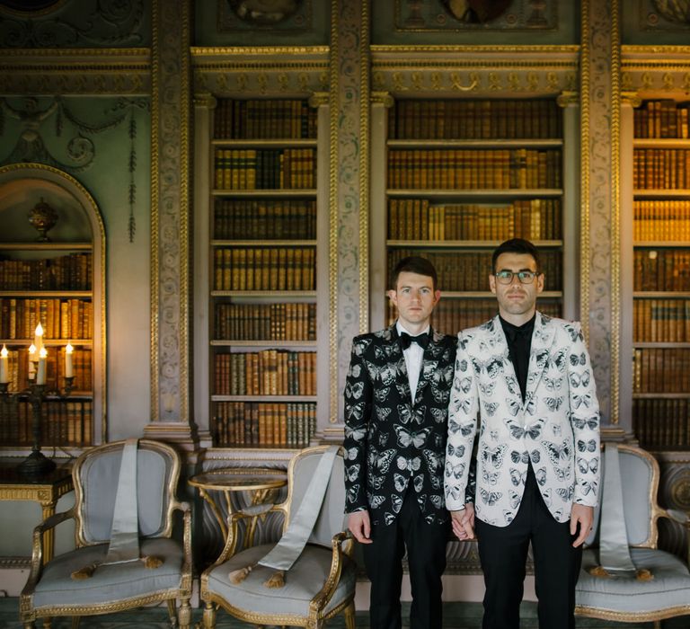 Two Grooms in Alexander McQueen Suits | Monochrome Wedding at Syon Park London | Chris Barber Photography | Second Shooter Beatrici Photography