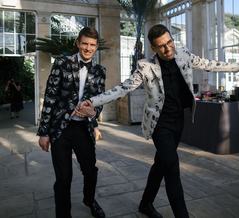 Two Grooms in Alexander McQueen Suits | Monochrome Wedding at Syon Park London | Chris Barber Photography | Second Shooter Beatrici Photography