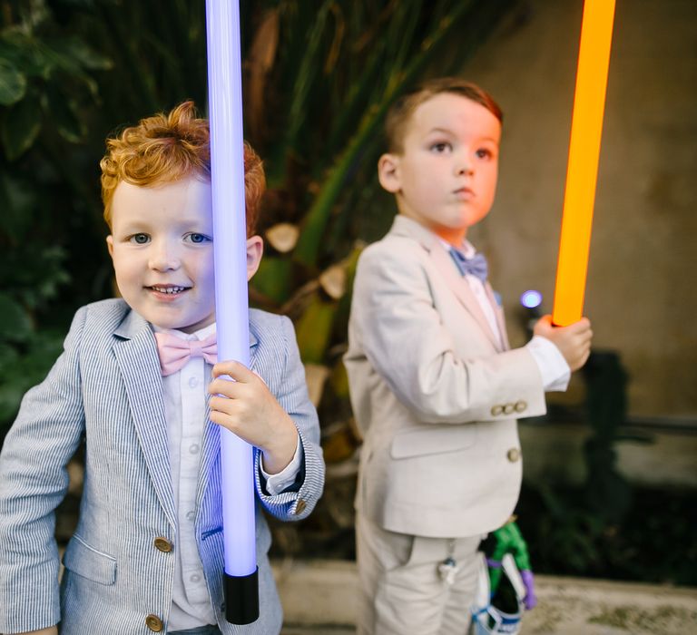 Page Boys in Outfits from John Lewis & Light Sabars | Monochrome Wedding at Syon Park London | Chris Barber Photography | Second Shooter Beatrici Photography