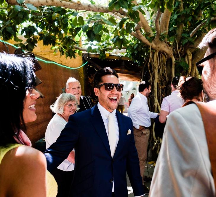 Groom in Simon Dowling Bespoke Suit | Outdoor Ceremony at Boojum Tree in Phoenix, Arizona | Lee Meek Photography