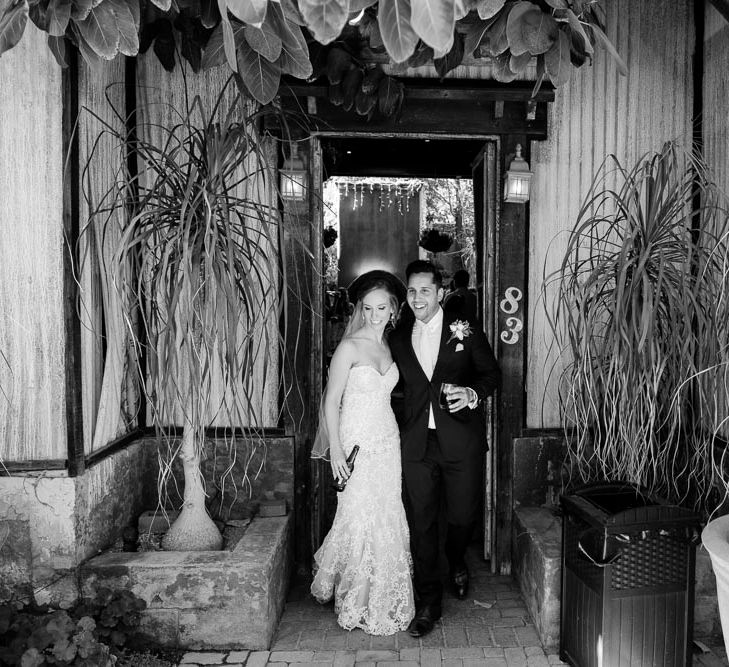 Bride in Essense Designs Wedding Dress | Groom in Simon Dowling Bespoke Suit | Outdoor Ceremony at Boojum Tree in Phoenix, Arizona | Lee Meek Photography