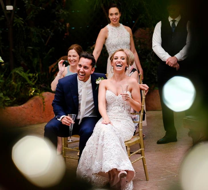 Bride in Essense Designs Wedding Dress | Groom in Simon Dowling Bespoke Suit | Outdoor Ceremony at Boojum Tree in Phoenix, Arizona | Lee Meek Photography