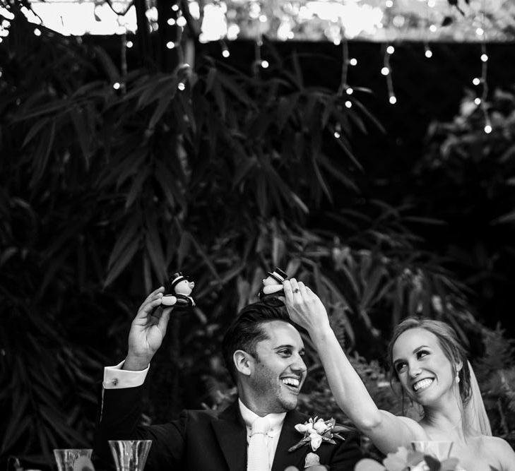 Bride in Essense Designs Wedding Dress | Groom in Simon Dowling Bespoke Suit | Outdoor Ceremony at Boojum Tree in Phoenix, Arizona | Lee Meek Photography