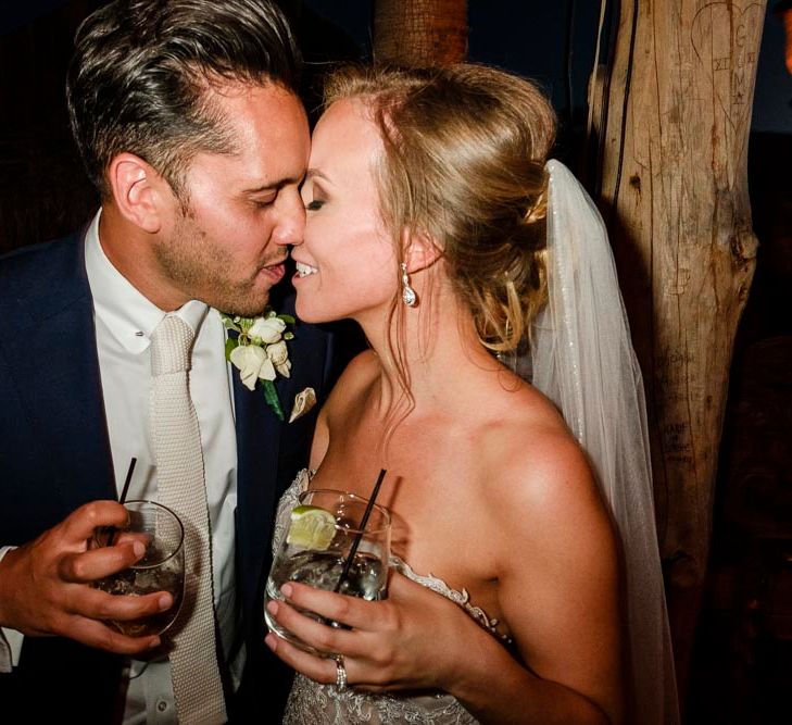 Bride in Essense Designs Wedding Dress | Groom in Simon Dowling Bespoke Suit | Outdoor Ceremony at Boojum Tree in Phoenix, Arizona | Lee Meek Photography