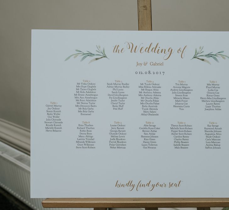 Simple Elegant Table Plan For Wedding // Hampton Court House Wedding With Pastel Flowers & White Hanging Lanterns With Children's Entertainment & Images From Joanna Nicole Photography