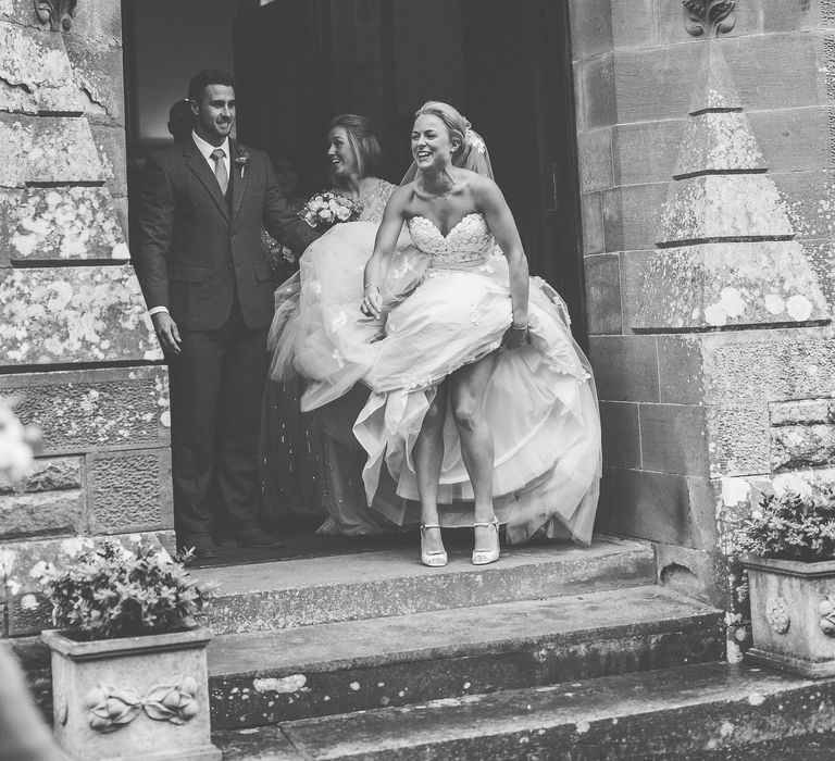 Bride in Bespoke Ian Stuart Gown with Detachable Tulle Skirt