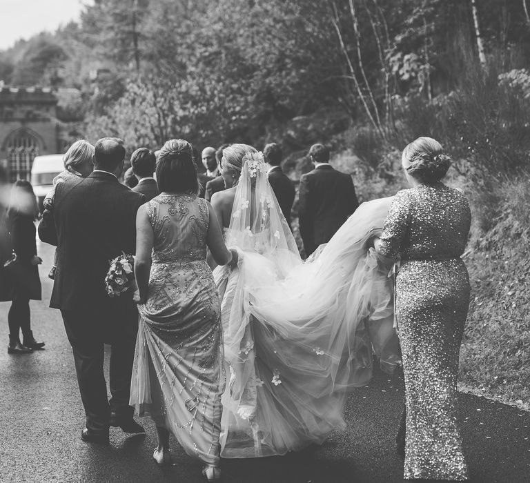 Bride in Bespoke Ian Stuart Gown with Detachable Tulle Skirt