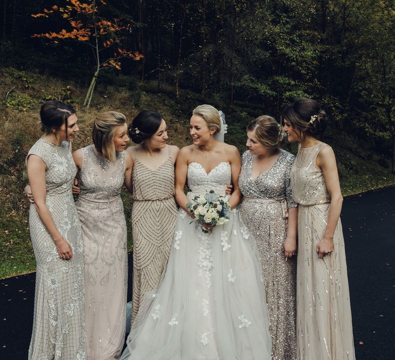 Bridesmaids in Embellished Gowns