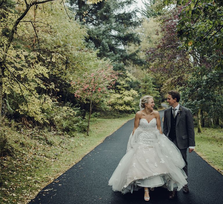 Bride in Bespoke Ian Stuart Gown with Detachable Tulle Skirt