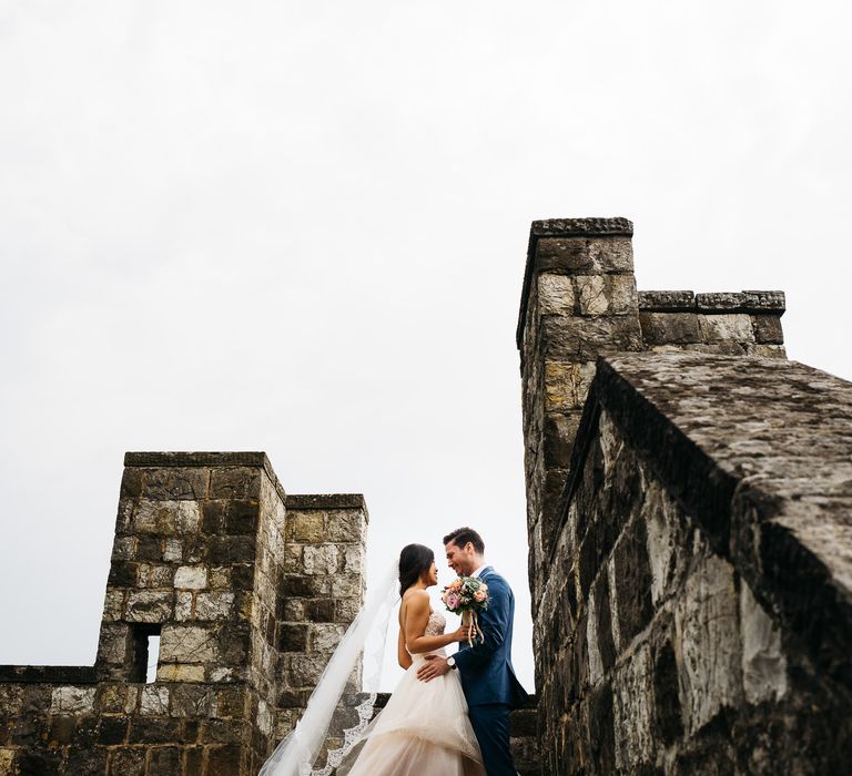 First Look | Modern Trousseau Eveline Wedding Dress | Groom in Suit Supply | Stefano Santucci Studio Photography | Second Shooter Giuseppe Marano | Gattotigre Films