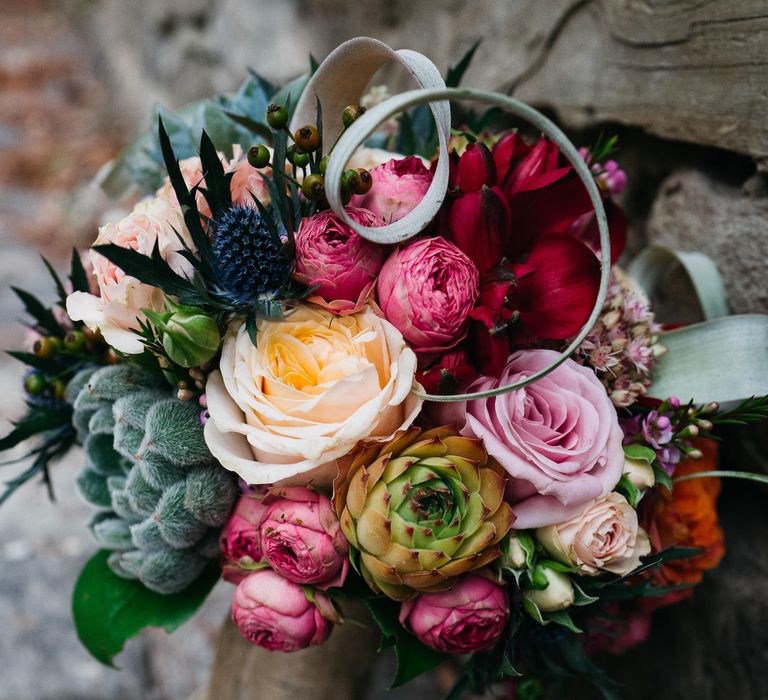 Bright Bouquet with Succulent | Stefano Santucci Studio Photography | Second Shooter Giuseppe Marano | Gattotigre Films