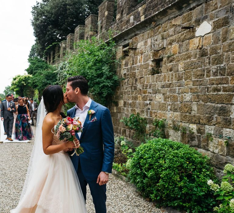 Bride in Modern Trousseau Eveline Wedding Dress | Groom in Suit Supply | Stefano Santucci Studio Photography | Second Shooter Giuseppe Marano | Gattotigre Films