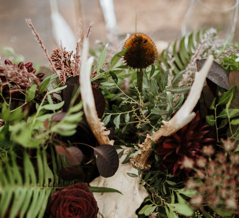 Antler and Skull Decorations | Farmhouse at Redcoats | Green Antlers Photography