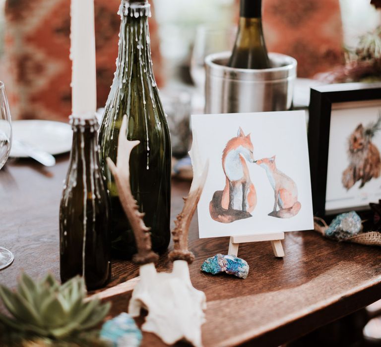 DIY Bottle Table Decorations | Farmhouse at Redcoats | Green Antlers Photography