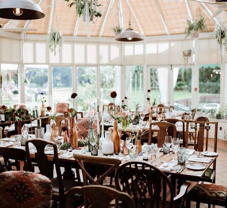 Beautiful Table display for Reception | Farmhouse at Redcoats | Green Antlers Photography