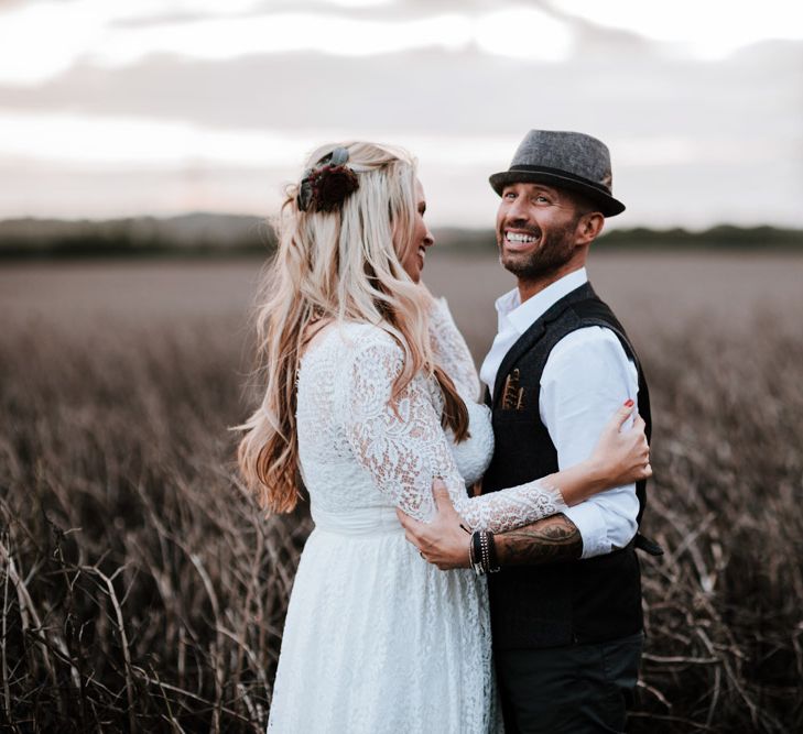 The Bride and Groom | Autumnal colours in Summer | Farmhouse at Redcoats | Green Antlers Photography