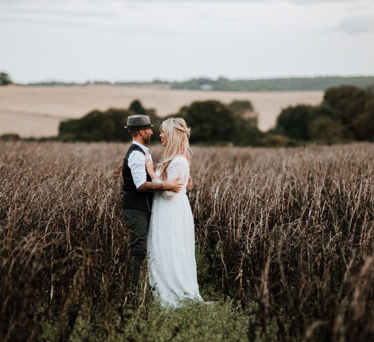 The Bride and Groom | Autumnal colours in Summer | Farmhouse at Redcoats | Green Antlers Photography