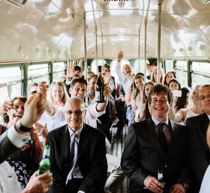 Travelling in style | Wedding bus | Farmhouse at Redcoats | Green Antlers Photography