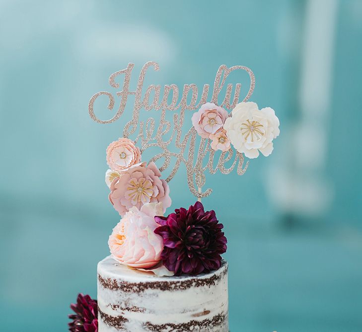 Semi Naked Wedding Cake With Fresh Flowers