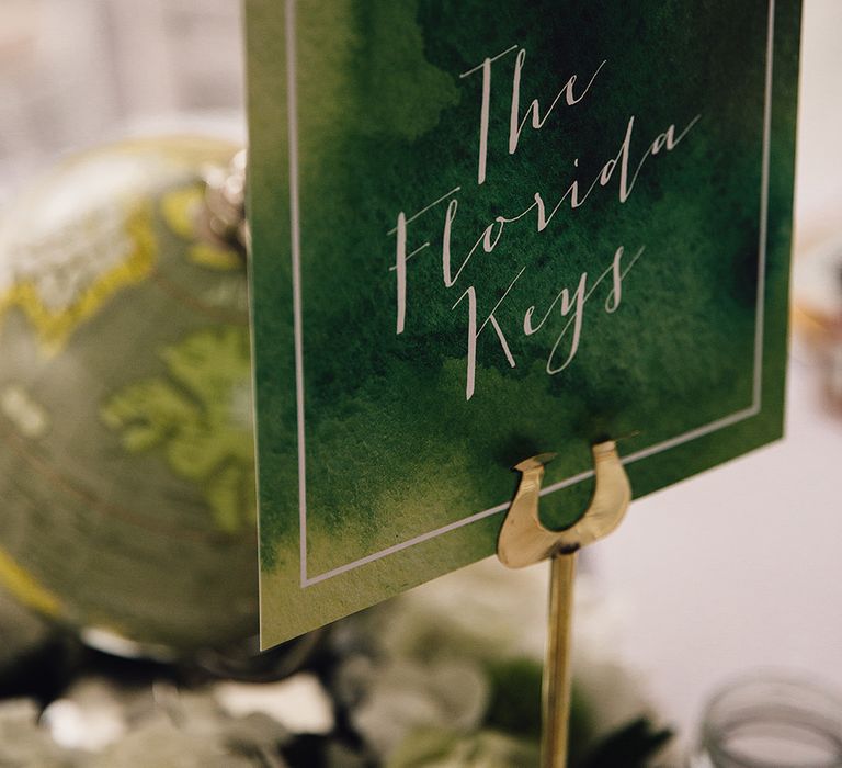 Green Fern Table Name Wedding Stationery