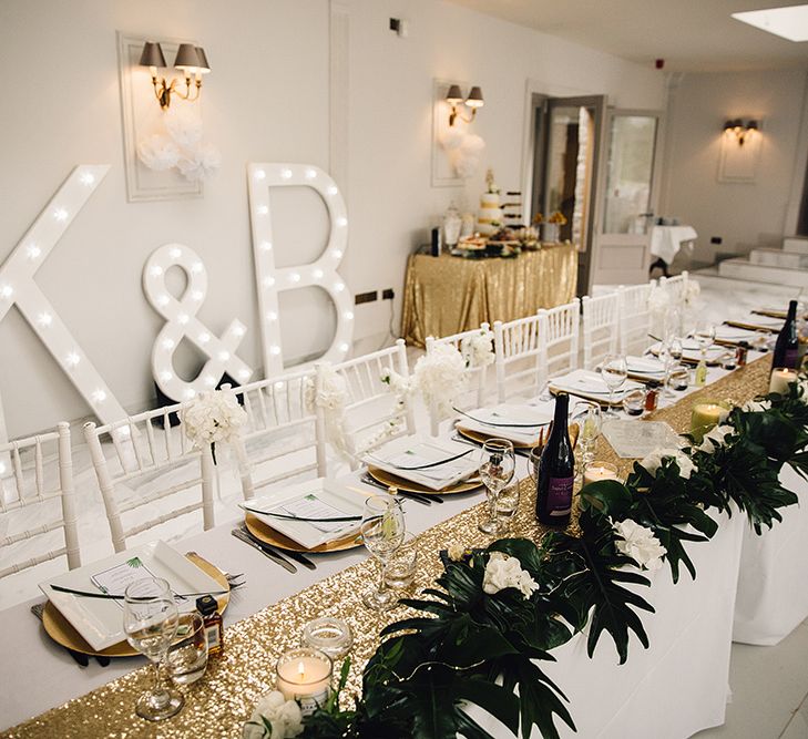 Elegant Top Table with Light Up Letters Backdrop