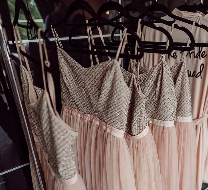 Needle & Thread Bridesmaid Dresses | Rustic At Home Tipi Reception with Blush Colour Scheme | Jason Mark Harris Photography | Harris Films