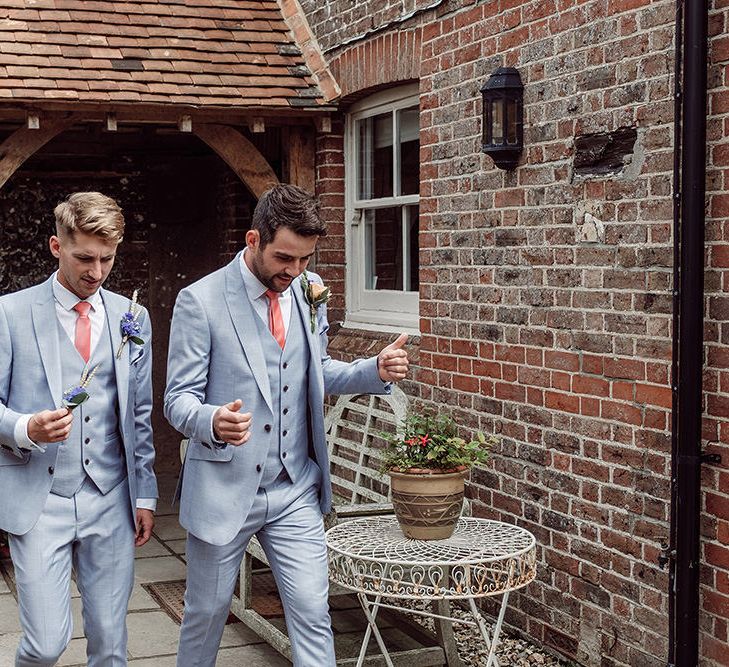 Groomsmen in Light Grey Burton Suits | Rustic At Home Tipi Reception with Blush Colour Scheme | Jason Mark Harris Photography | Harris Films