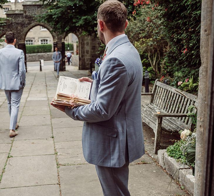 Groomsmen in Light Grey Burton Suits | Traditional Church Ceremony with Blush Colour Scheme | Jason Mark Harris Photography | Harris Films