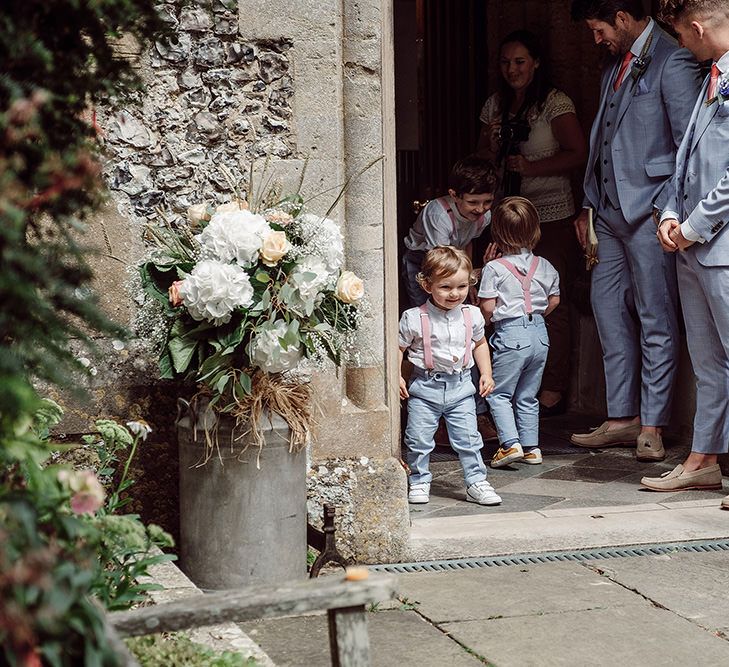 Groomsmen in Light Grey Burton Suits | Traditional Church Ceremony with Blush Colour Scheme | Jason Mark Harris Photography | Harris Films