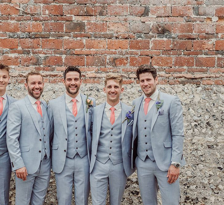 Groomsmen in Light Grey Burton Suits | Rustic At Home Tipi Reception with Blush Colour Scheme | Jason Mark Harris Photography | Harris Films