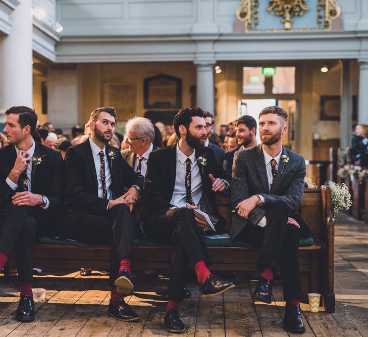 Groom & Groomsmen In Navy & Tweed