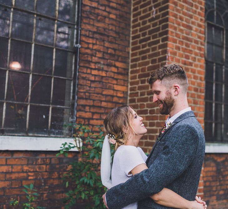 Bride In Cashmere Jumper Inspired By Olivia Palermo And Bridesmaids In Pink Shift Dresses For A Relaxed London Pub Wedding Images O&C Photography