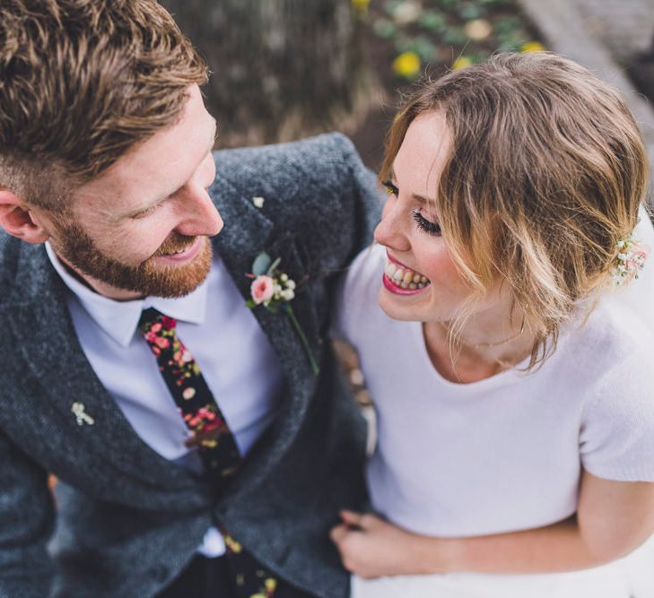 Bride In Cashmere Jumper Inspired By Olivia Palermo And Bridesmaids In Pink Shift Dresses For A Relaxed London Pub Wedding Images O&C Photography