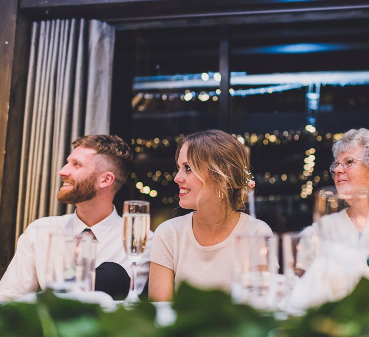 Bride In Cashmere Jumper Inspired By Olivia Palermo And Bridesmaids In Pink Shift Dresses For A Relaxed London Pub Wedding Images O&C Photography