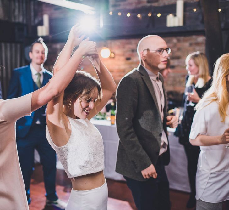 Bride In Cashmere Jumper Inspired By Olivia Palermo And Bridesmaids In Pink Shift Dresses For A Relaxed London Pub Wedding Images O&C Photography