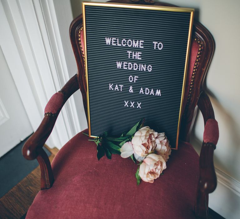 Peg Board Welcome Sign For Wedding