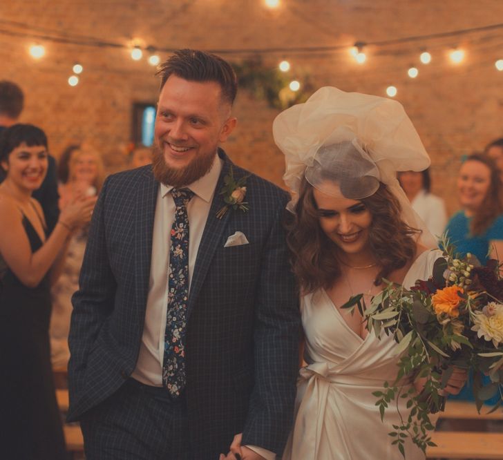 Stylish Bride in Alice Temperley Wedding Dress & Groom in Gucci Suit