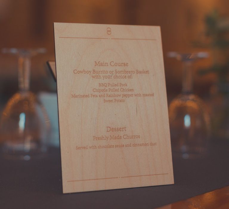 Engraved Wooden Menu