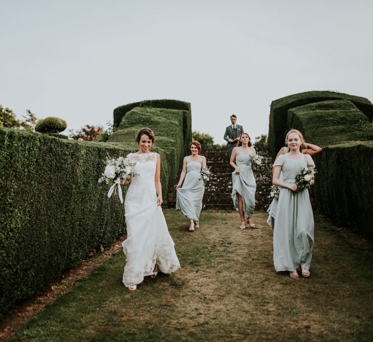 Bridesmaids in Pale Green Debut Dresses