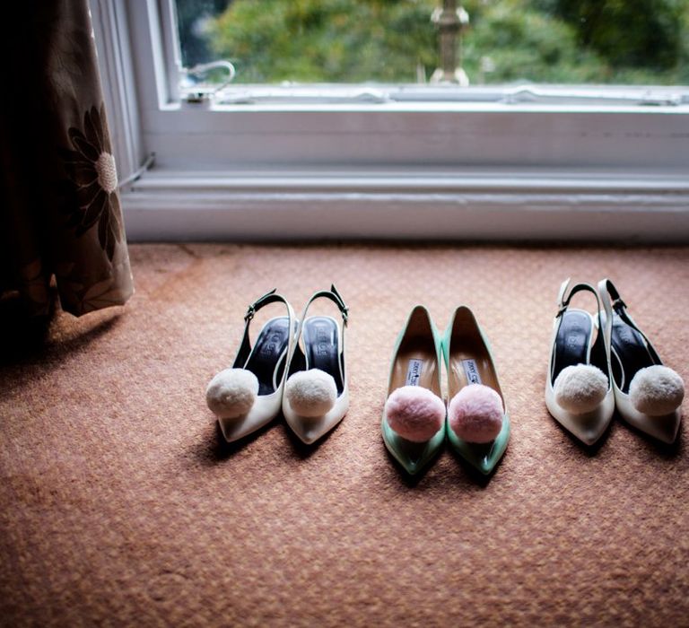 Pompoms Clips On Wedding Shoes