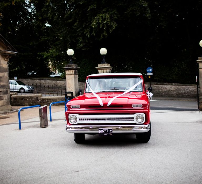 Red Chevy Wedding Car