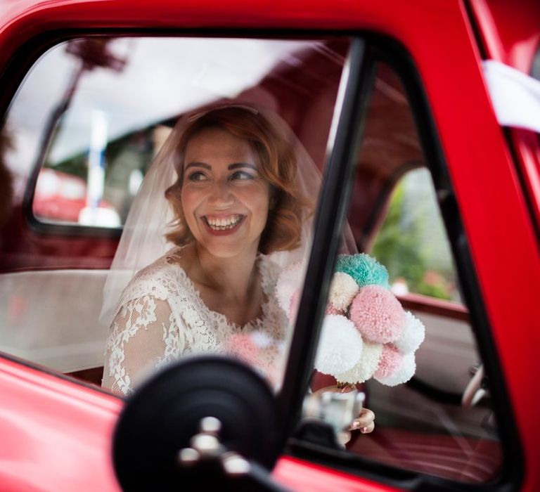 Red Chevy Wedding Car