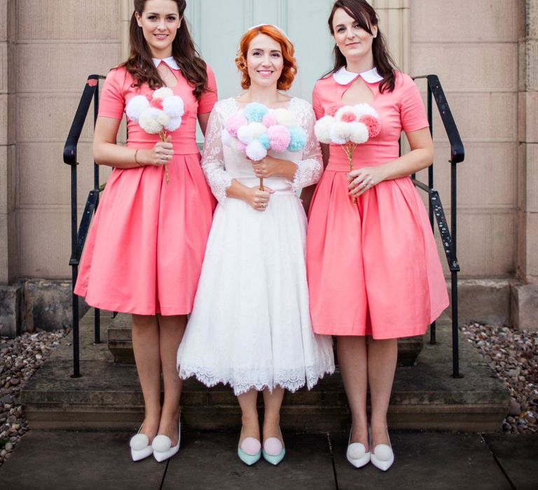 Bridesmaids In Pink Lindy Bop Dresses