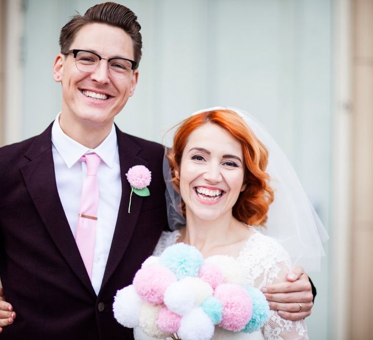 Bride in 50s Inspired Phase Eight Wedding Dress