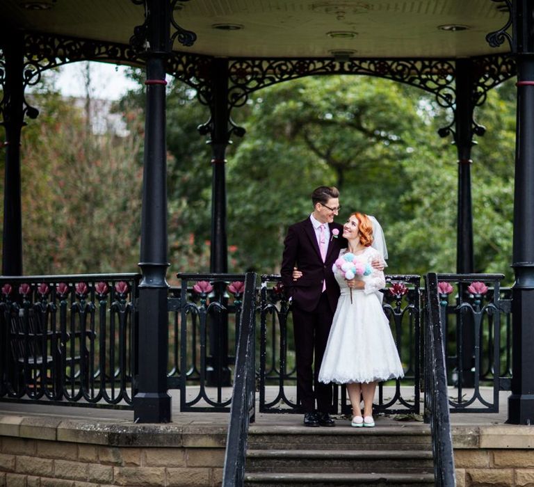 Bride in 50s Inspired Phase Eight Wedding Dress