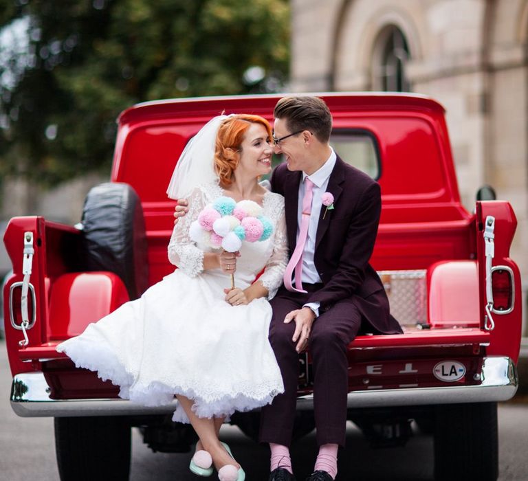 Bride in 50s Inspired Phase Eight Wedding Dress